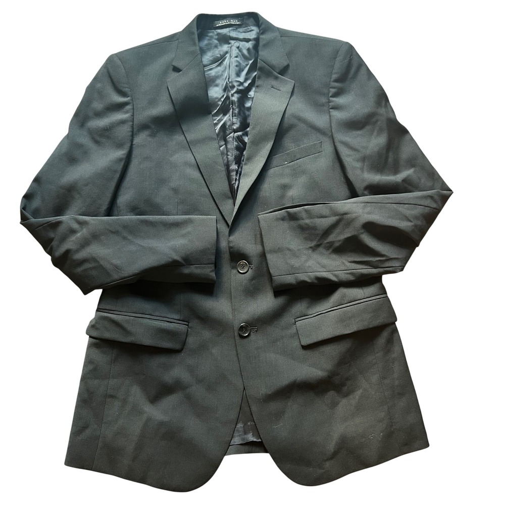 Zara Man Blazer Mens Black Two Button Tailored Suit Jacket 38R